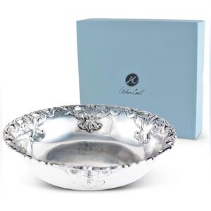 Arthur Court Silver Aluminum Fleur-De-Lis Serving Bowl 12”